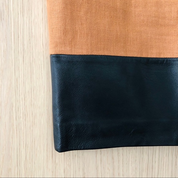 JUDITH & CHARLES // Leather Linen Skirt Size 0 - Picture 2 of 7
